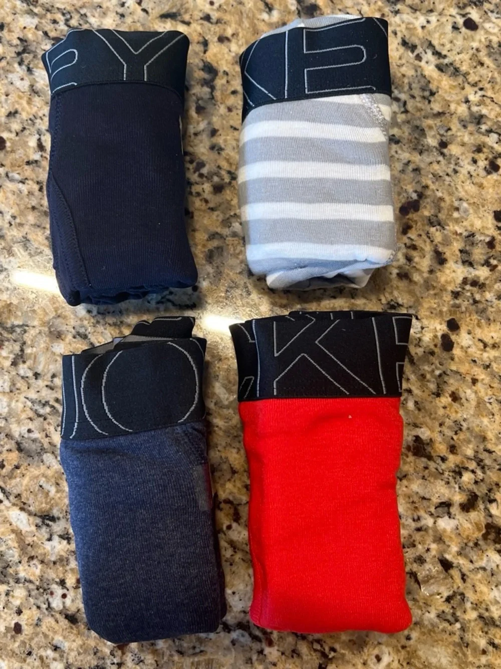 Jockey Men’s Boxer Briefs 4-Pack – Black, Gray, White/Grey Strip, Red size L